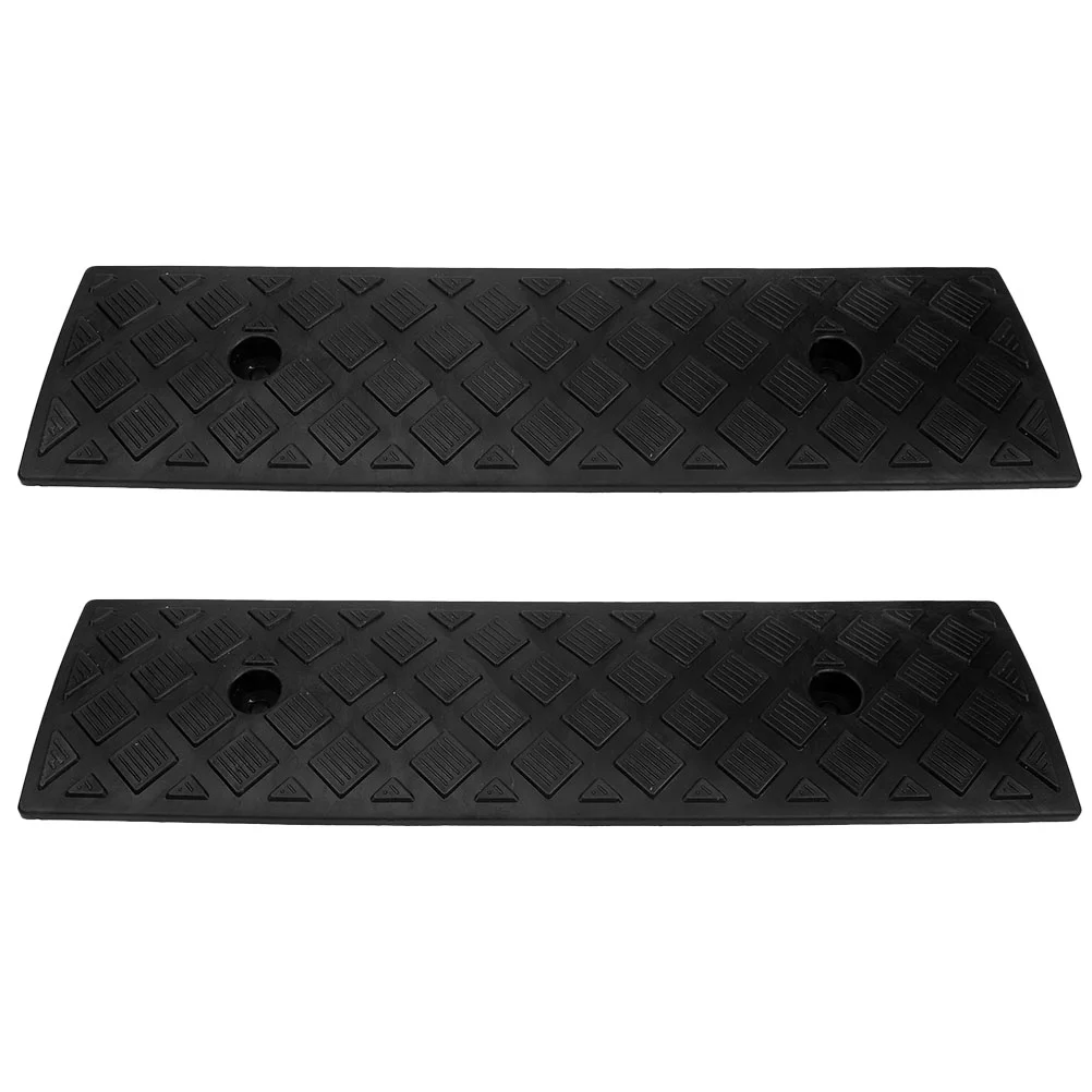 2 Pcs Mower Ramps Triangle Driveway Car Bump Stops Rubber Shed Lawn Wheelchair Guard Cable