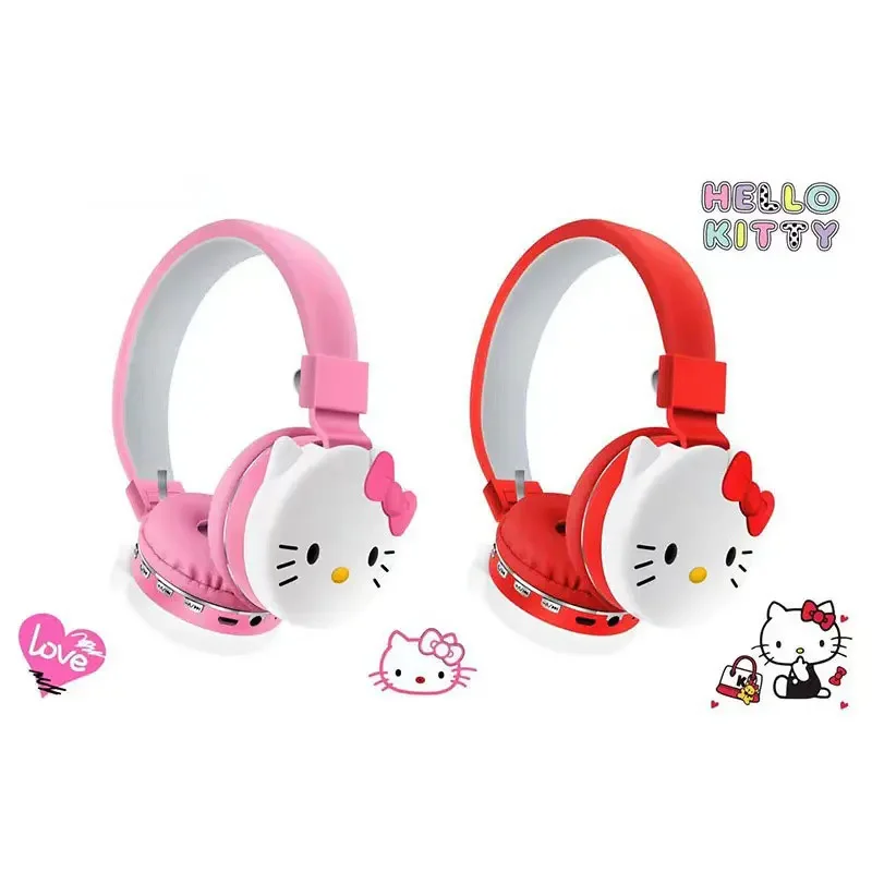

Sanrio Anime HelloKitty Wireless Bluetooth Headphones with Mic Noise Cancelling Headsets Stereo Sound Kuromi Earphones Sports