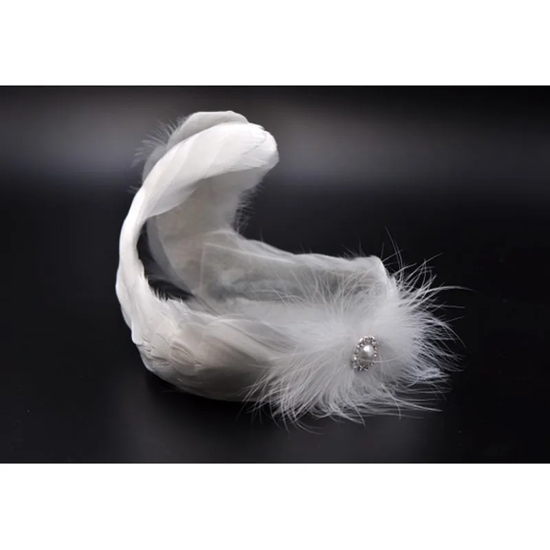 New Style Swan Lake Ballet White Feather Headband For Woman Hair Accessories Headwear PearlsFeather Headpiece