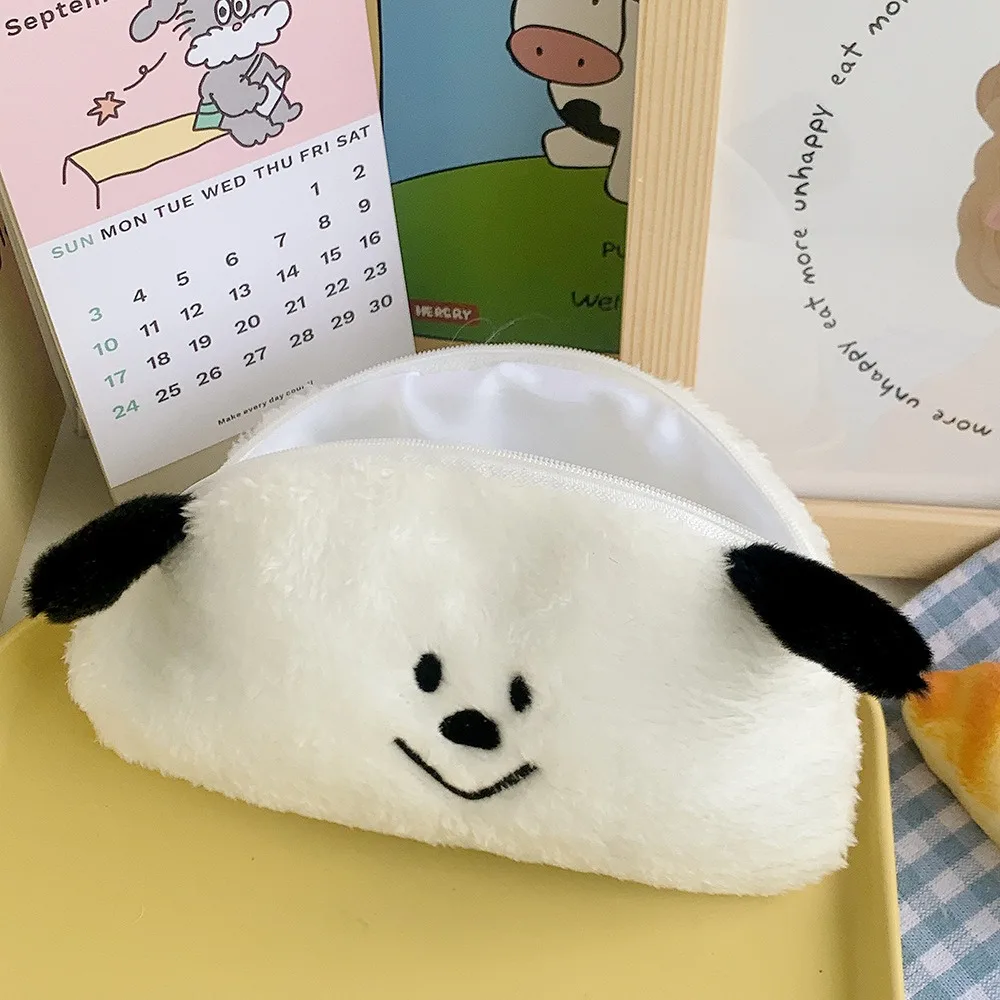 Plush Pencil Case Cartoon Sundries Storage Large Capacity Pencils Pouch Cute Dog Gift Cosmetic Bag School Students Supplies