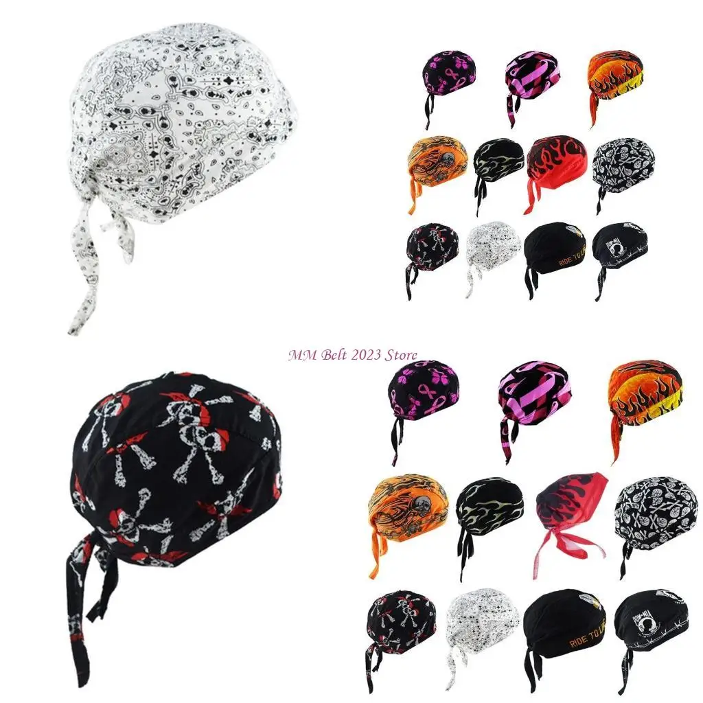 49me-海賊帽子ヘッドラップサイクリング炎スカルキャップオートバイヘルメットライナービーニー