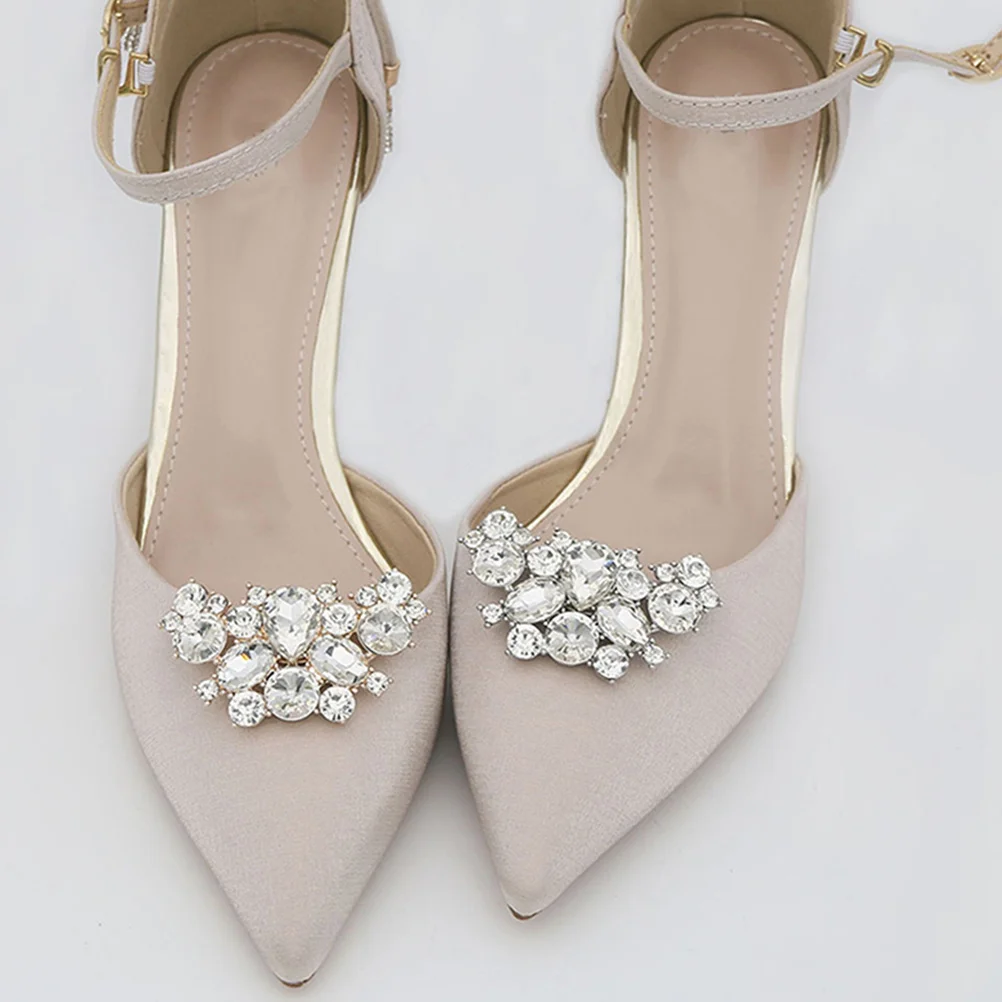 

2pcs Rhinestone Shoe Clips Elegant Decorative Buckles Women'S Fashionable Shoe Jewelry Wedding Party Street Style Durable