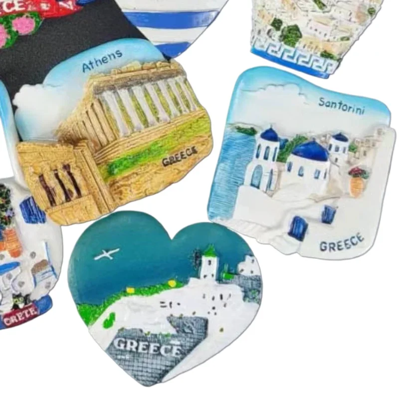 Greek Magnetic Tourism Souvenirs Santorini Island Resin Refrigerator Magnetic Gifts Aegean Sea Home Decorations