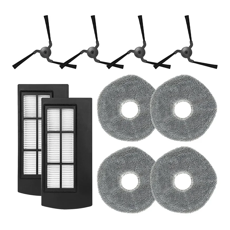 Piezas de repuesto reutilizables para barredoras EUFY X9 PRO Series (2 filtros + 4 trapeadores húmedos + 4 cepillos laterales) -ABQU