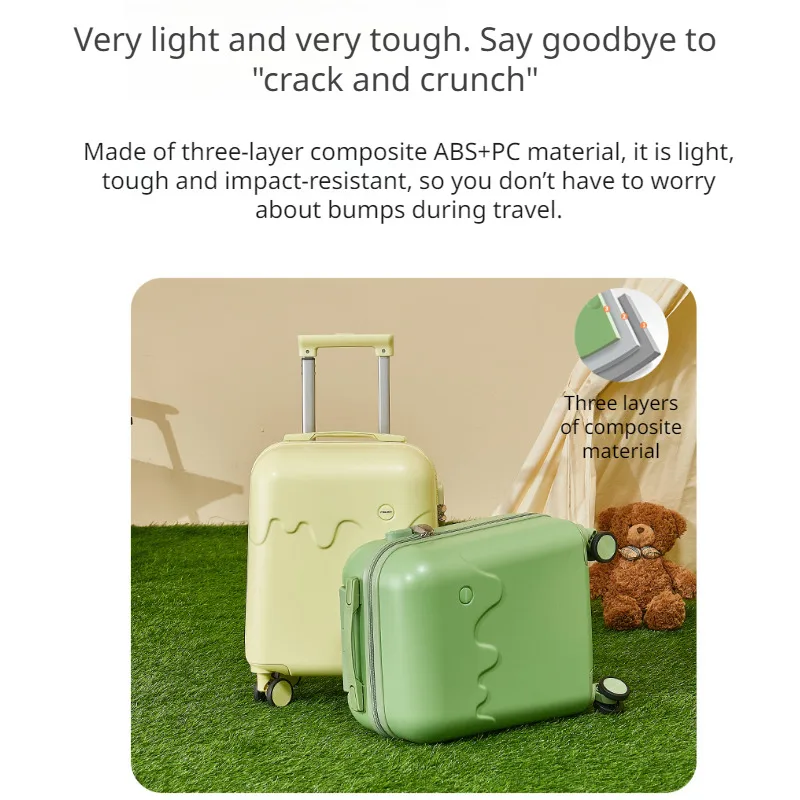 Maleta con ruedas para estudiantes, bonita maleta, caja combinada, maleta con ruedas universal, cubierta con ruedas para helado