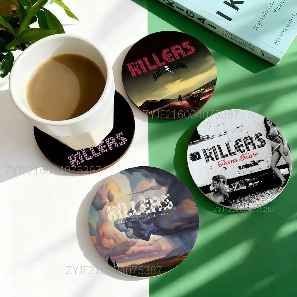 

The Killers Band Pressure Machine Round Wooden Coasters For Design Suitable for Drinks Tea,Coffee Home Perfect Gift Holidays
