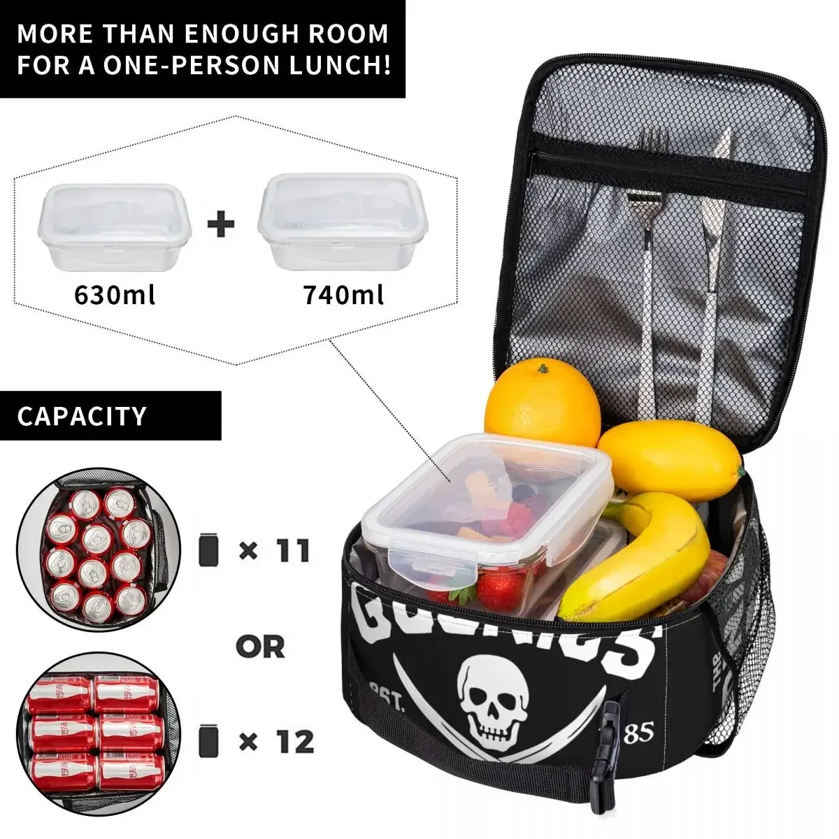 De Goonies Geïsoleerde Lunchtas Thermische Lunchcontainer Schedel Met Hoge Capaciteit Lunchbox Voor Mannen Vrouwen Schoolreizen