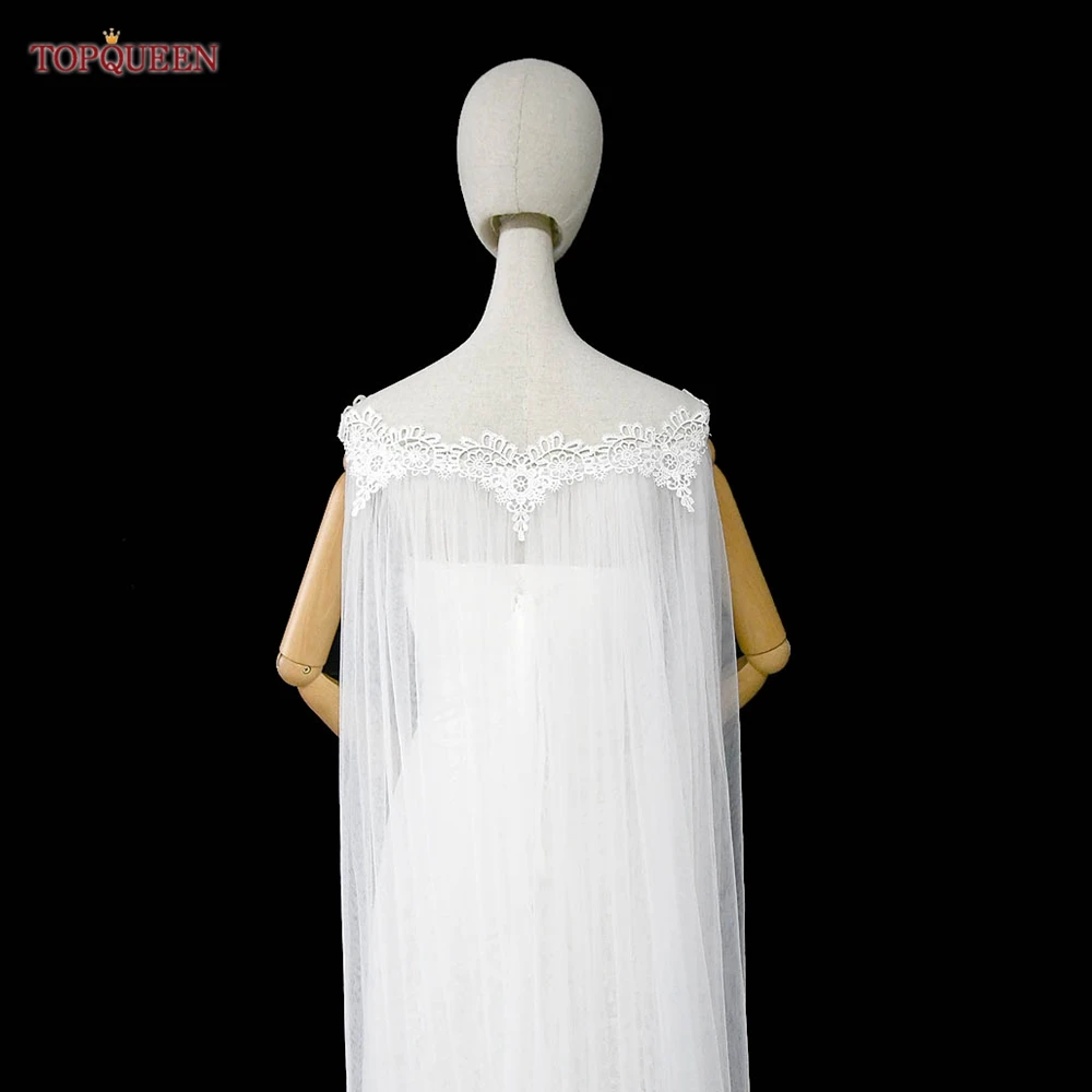 TOPQUEEN G29 Cô Dâu Khăn Choàng Cưới Phụ Kiện Cho Cô Dâu Voan Bolero Cô Dâu Capes Cho Áo Cưới Hoàng Gia Cape Cưới Màu Trắng