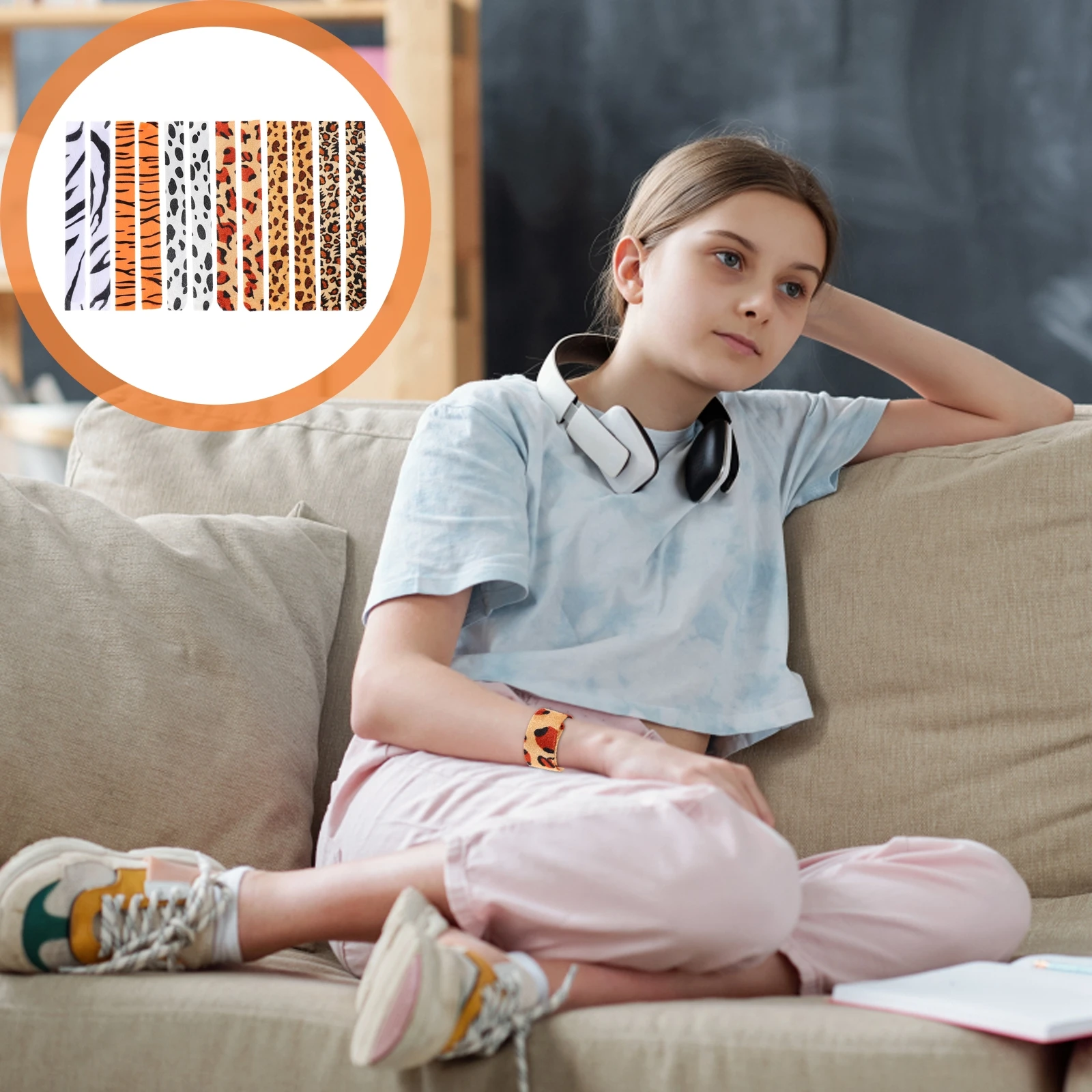 12 ชิ้นแฟชั่นเสือดาวพิมพ์ตบสร้อยข้อมือม้าลายสไตล์สายรัดข้อมือสําหรับโอกาสพิเศษ