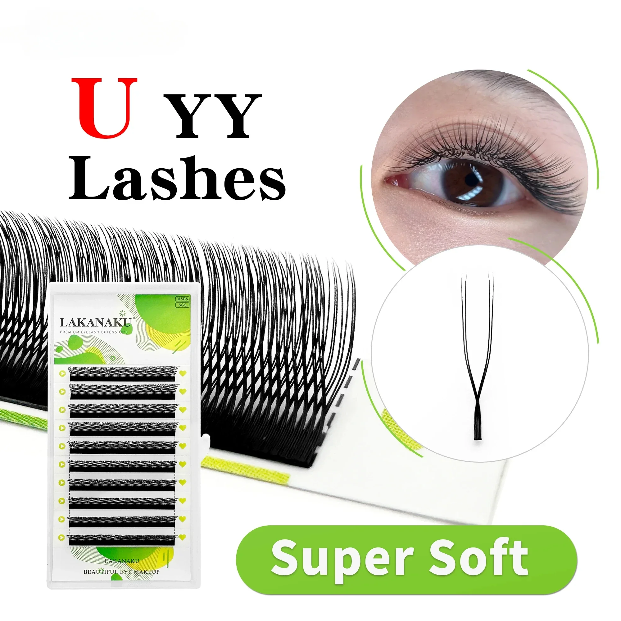 

New U Lash Shape Eyelashes Extensions U YY Lash Shaped Bloom Eye Lashes Natural Soft DIY Premade Fan Lash Extensions