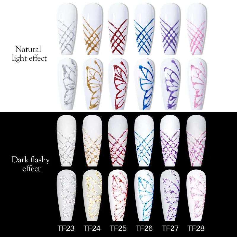 يجتمع عبر عاكس العنكبوت ويب هلام مسمار البولندية بريق الفضة سلك خط الرسم اللوحة هلام الورنيش مسمار الفن للتقليم