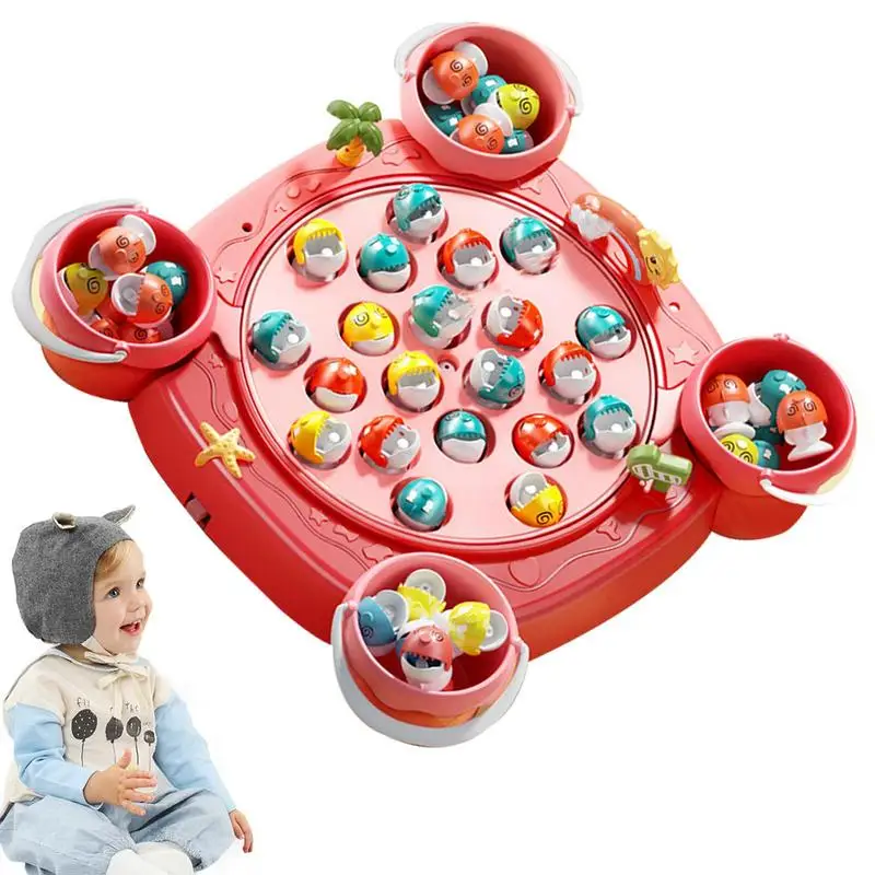 

Fishing Educational Games Kids Magnetic Fishing Set Educational Toys Interactive Rotating Board Party Game Motor Skill Fishing