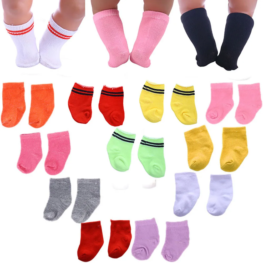 1 Pcs Solid Color Socks For 18-inch Or 43cm Doll,Doll Accessories For New Born Baby Doll Clothes Children Gifts,Our Generation