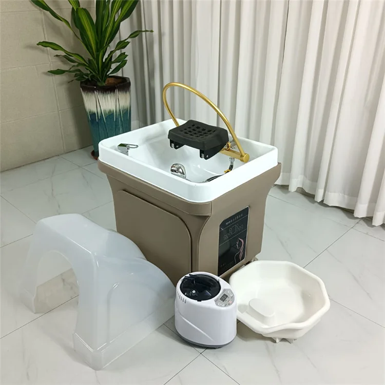 Good quality water tank portable mobile hair washing shampoo sink bowl with head therapy water circulation bar and fumigation