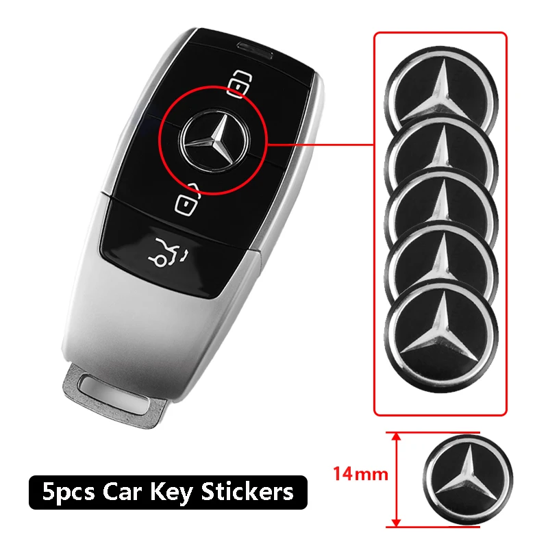 Car Remote Key Sticker Aluminum Emblem Decoration Decal For Mercedes Benz AMG  W205 C300 W203 W206 W108 W124 W126 W140 W168 W169