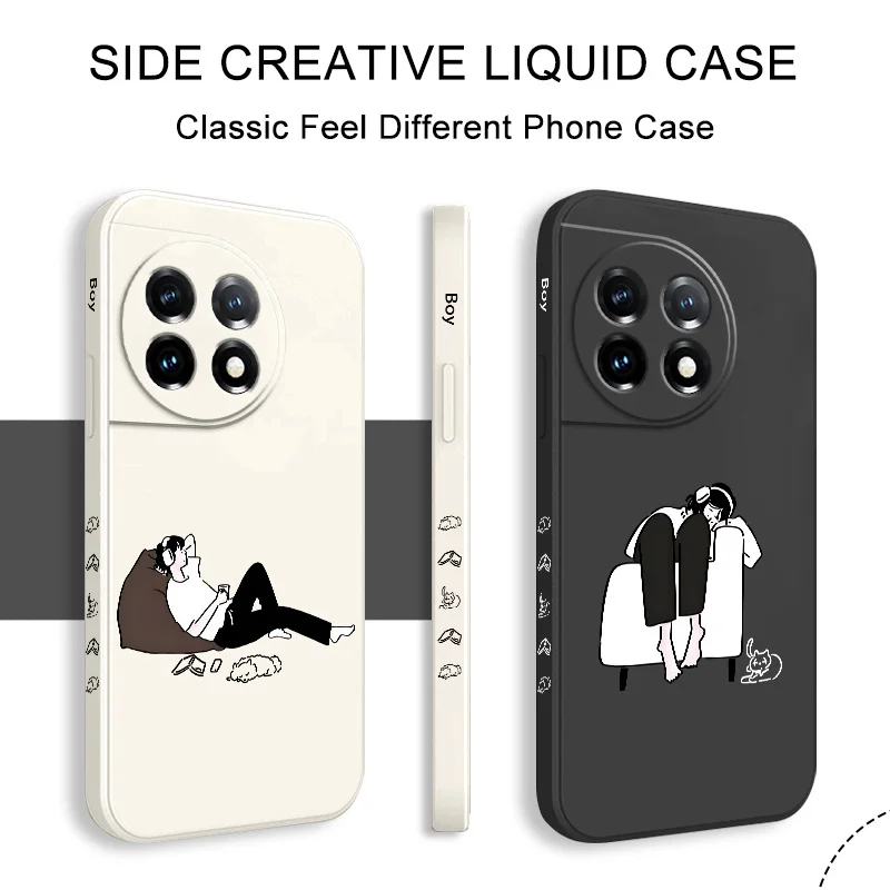 

Sofa Couple Phone Case For Oneplus 13 13R 12 12R 11 11R 10 10R 10T 9R 9RT 9 8T 8 7 7T Pro 5G Liquid Silicone Cover