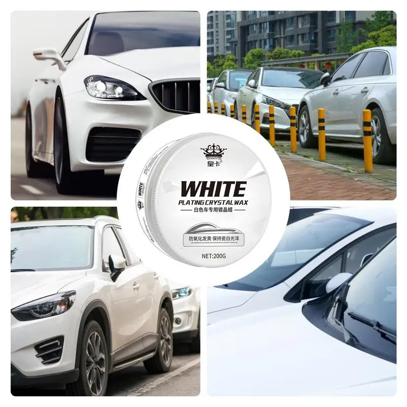 White Car Wax Polish For Scratches White Automotive Solid Wax Paste Car Scratch Remover Supplies For White SUV/Car/RV Metal Logo