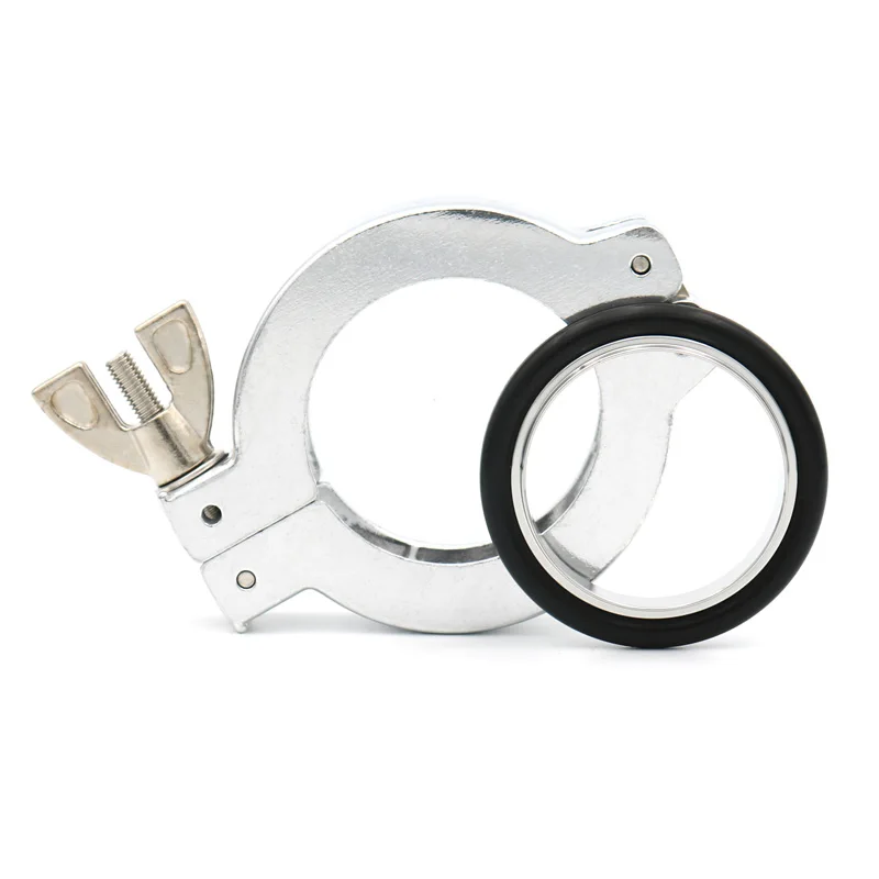 10pcs-kf25-aluminum-vacuum-double-pin-tri-clamp-flange-ni-plated-with-centering-ring-fpm-o-ring-pipe-fittings
