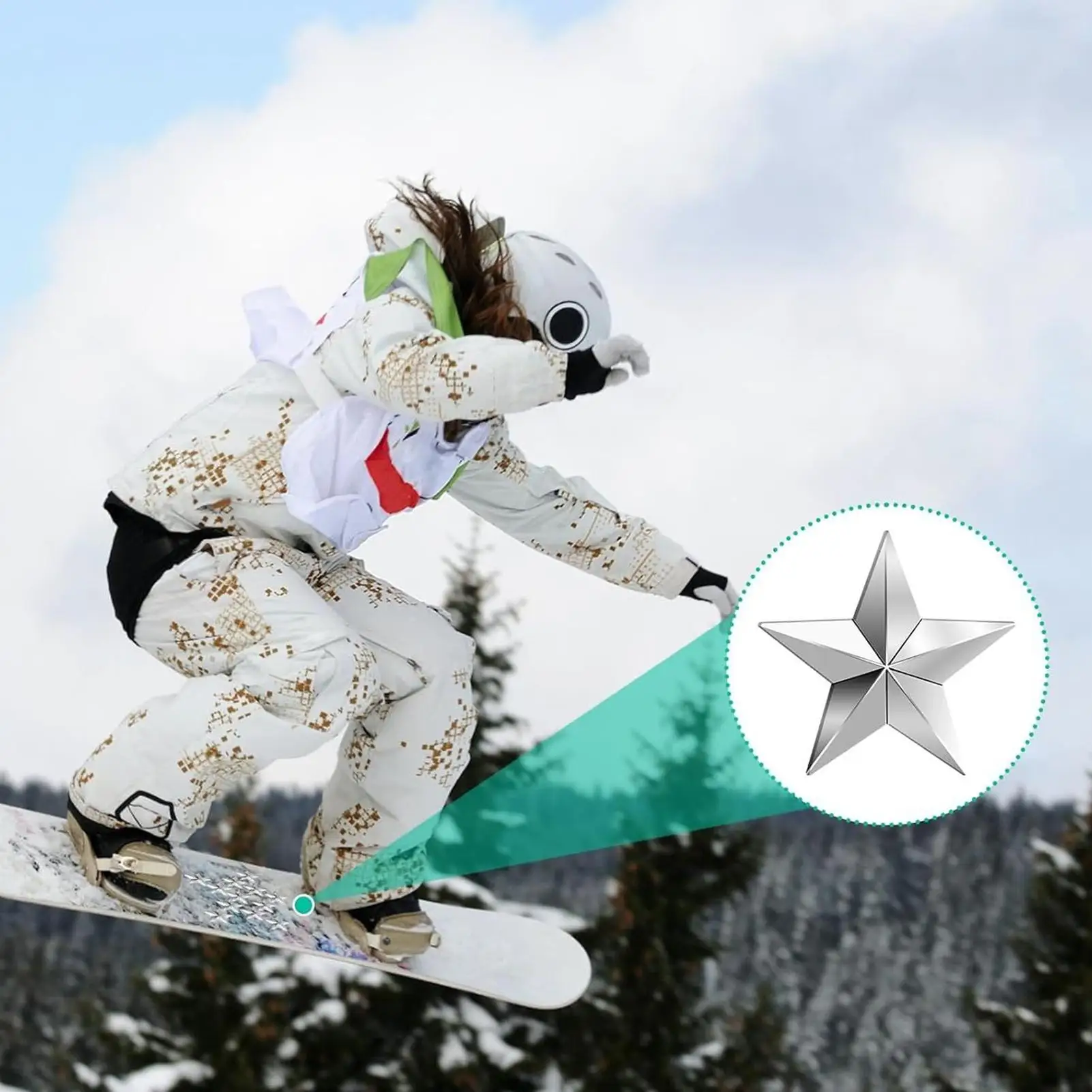 Snowboard Stomp Pad Ijzer Sneeuw Sportuitrusting Driehoekige Pentagram Ski Stomp Pads Voor Dames Heren Volwassenen Tieners Beginners