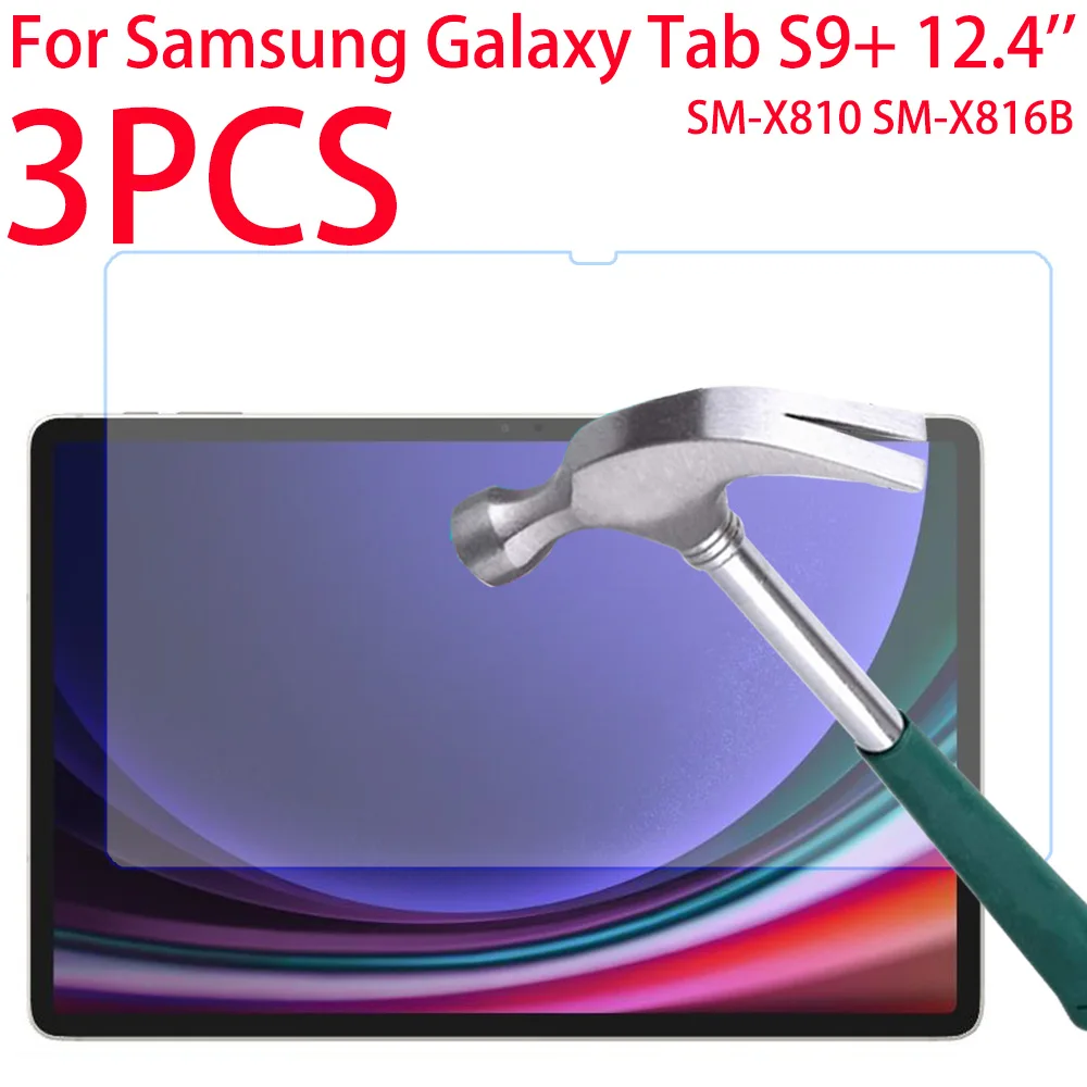 3PCS Scratch Proof Tempered Glass Screen Protector For Samsung Galaxy Tab S9+ S9 Plus 12.4 inch WiFi 5G 2023 Protective Film