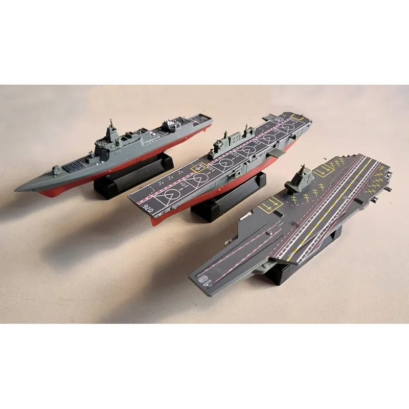 8pcs 4D Assembled Warship Model China 055 Destroyer 075 Amphibious Aircraft Carrier Toy Ship Military Puzzle DIY Collections