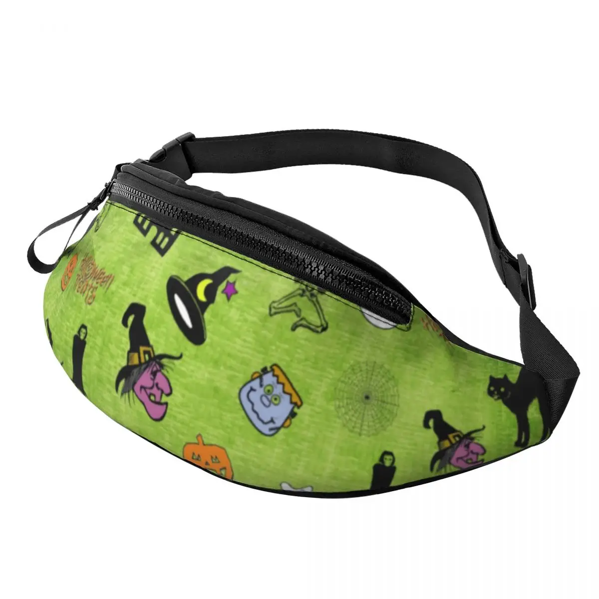 

Black Cat Print Waist Bag Halloween Bats Naturehike Woman Waist Pack Polyester Pattern Bag