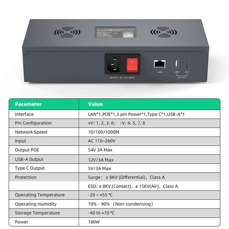For Starlink V3 5-In-1 Poe Injector Poe Injector For Starlink V3 200W Gigabit Ethernet For Starlink V3 EU-PLUG