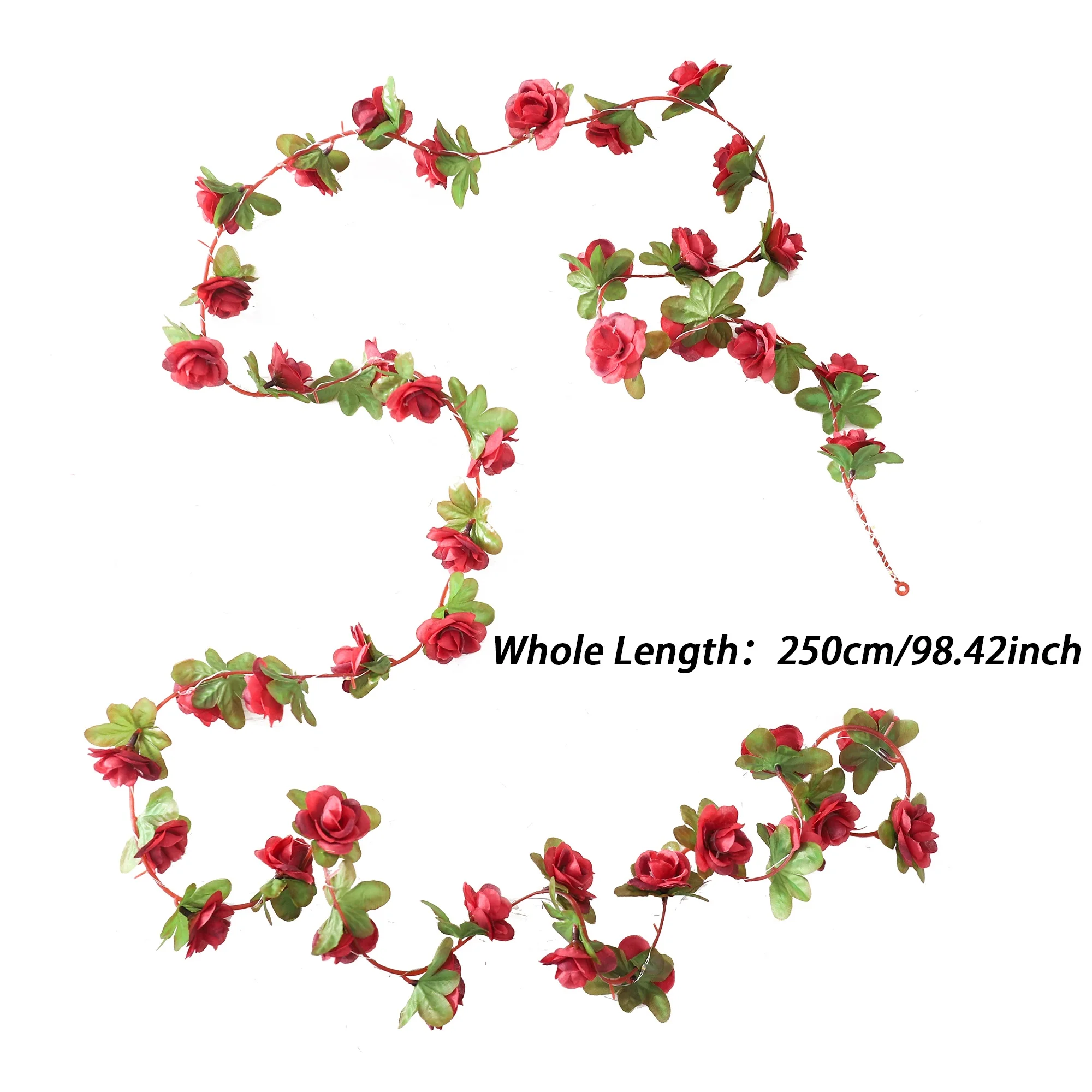 Rose LED Lichter String Künstliche Blumen Efeublätter Hochzeit Girlande Hause Raum Dekoration Bogen Hängen Wand Garten Party Decor – Detail 1