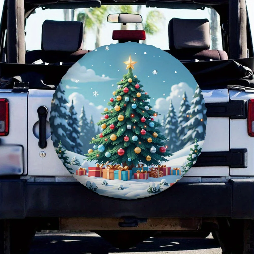 

1 шт. чехол для рождественской шины — снежные деревья, подарки и дизайн «Звездная ночь» — все автомобили — всепогодные украшения из 100% полиэстера F
