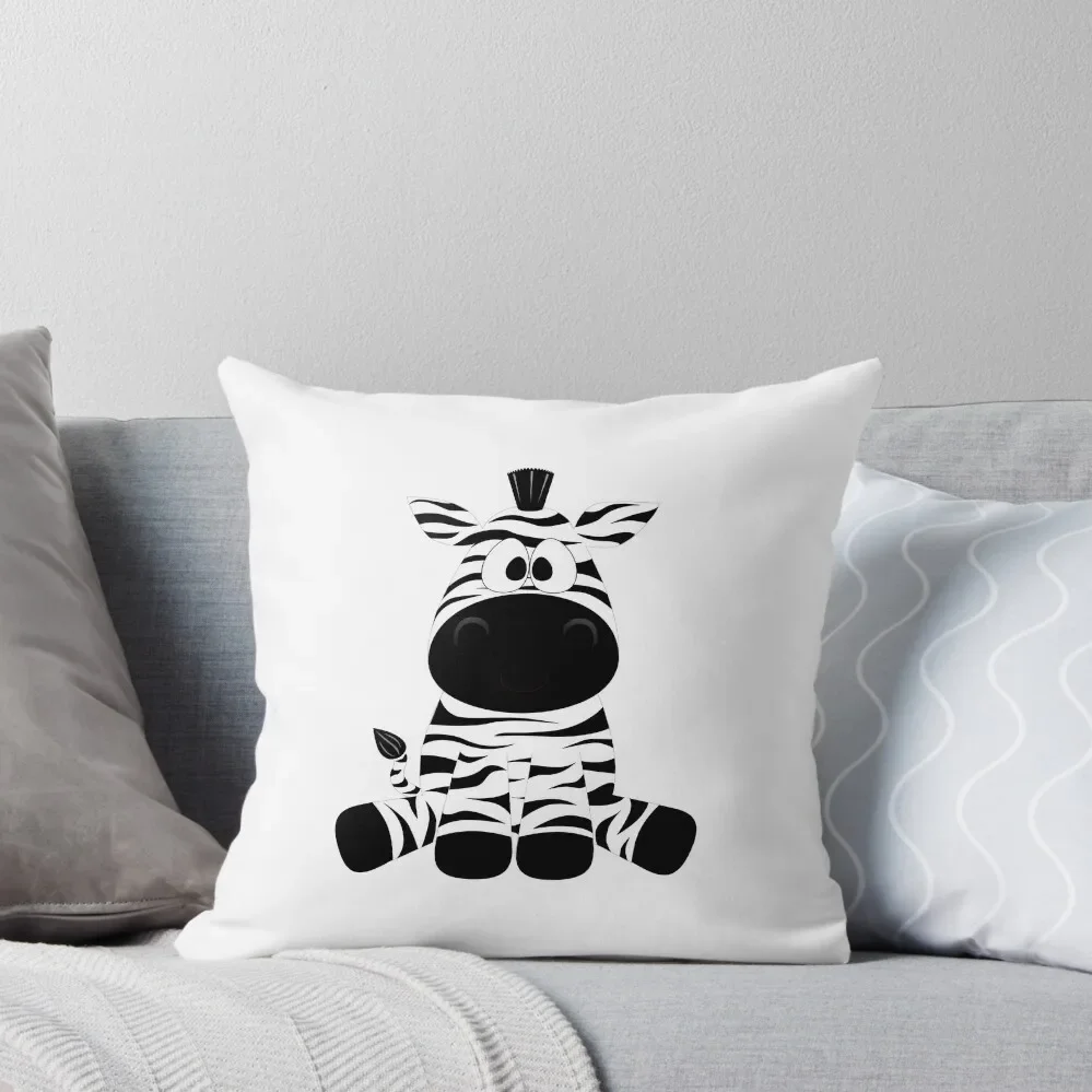 

Cute Funny Cartoon Silly Zebra Sitting Character Doodle Animal Drawing Throw Pillow Cushion Cover For Sofa pillow