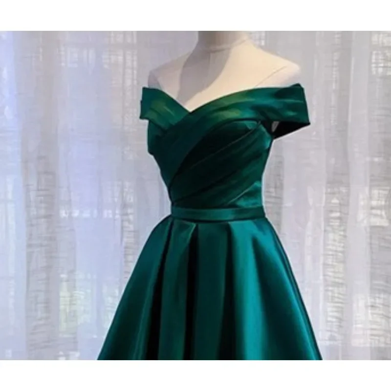 Novo verão feminino um ombro cetim emagrecimento vestido de noite moda desempenho coro banquete chão puxando vestido