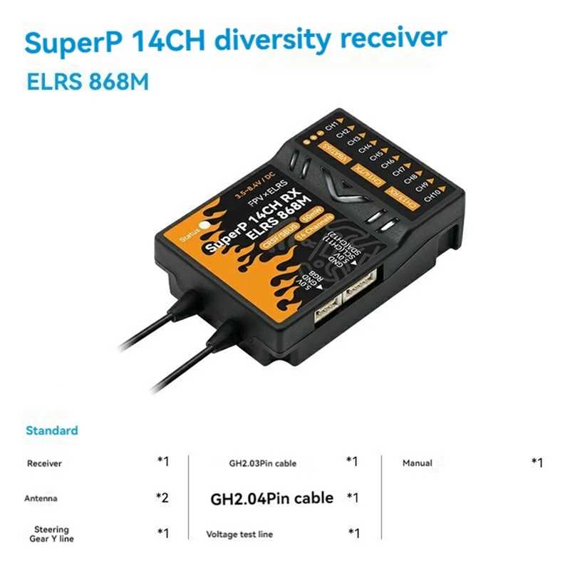 For BETAFPV Superp Diversity Receiver RX 14CH With 2 Antenna Dual Reception For RC FPV Airplane Boats Drones