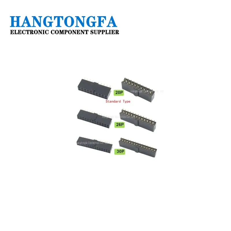 10pcs 2.54mm Pitch Female Header Strip 6/10/14/16/20/26/34/40/50 Pin Dual Straight DIP Polarizing Key Connector 6P 10P 40P 50P