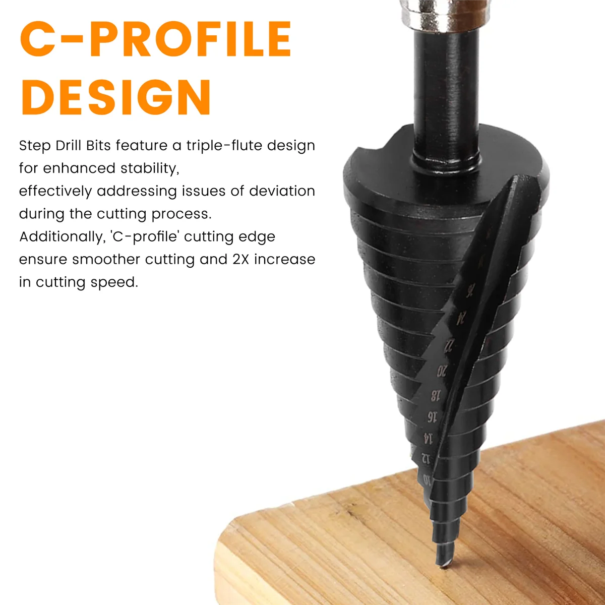 New 3PCS Step Drill Bit for Metal, 4-12mm 4-20mm 4-32mm Spiral Flute Unibit Step Drill Bit,Coated Universal Bit