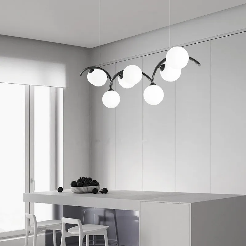 Minimalist LED Chandelier Living Dining Room Nordic Glass Ball Hanging Lamp Office Bar Counter Home Decoration Lighting Fixtures