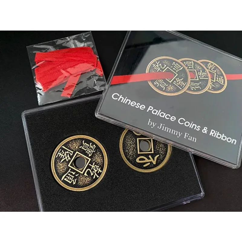 Chinese Palace Coins and Ribbon by Jimmy Fan Close up Magic Tricks Illusions Copy Coin Magic Props Gimmick Magician Puzzle Toys