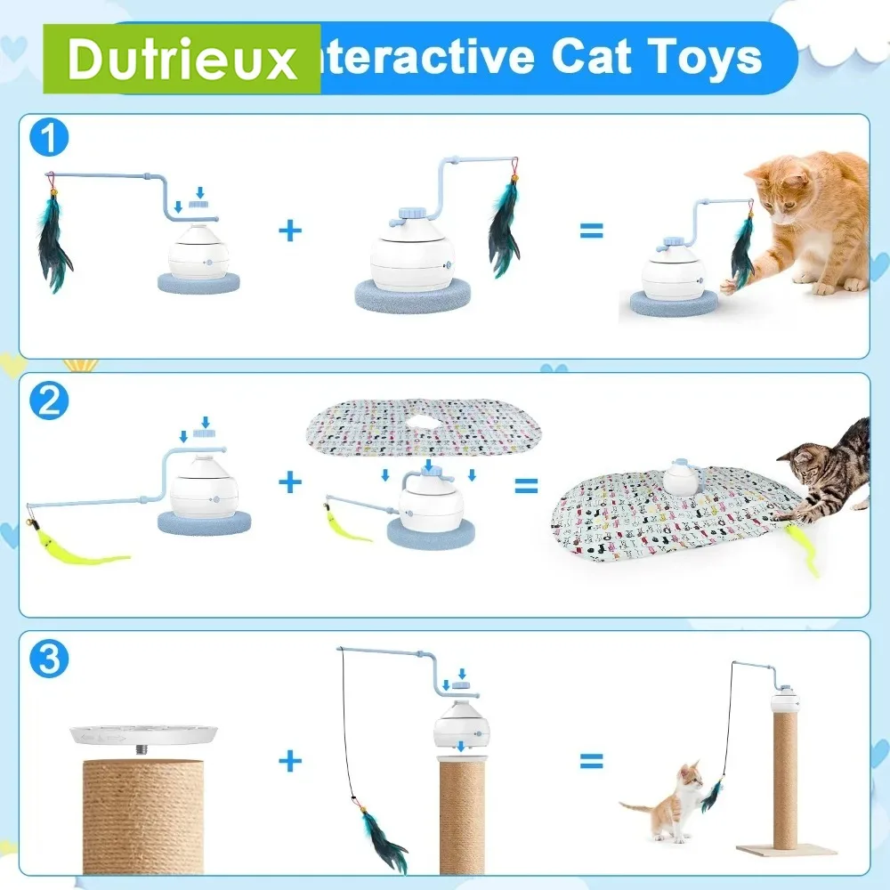 Electric Cat Toy with USB Charging, 360 Rotating, Interactive Puzzle, Intelligent Pet Items, Teasing Feather, Cat Supplies, Acce