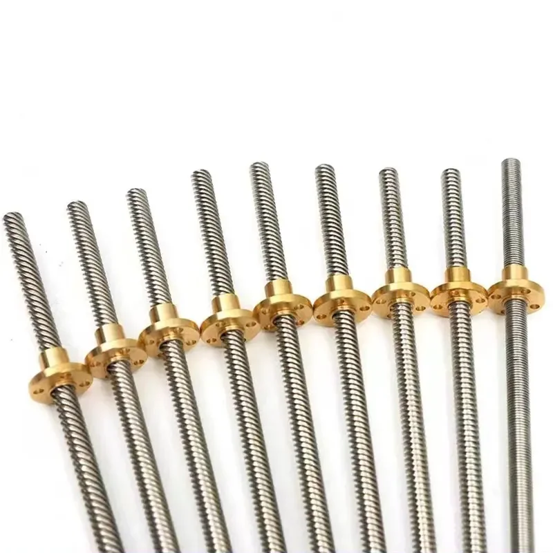 T8 lead screw Left-hand thread lead2/3/8mm 304 stainless steel T8 trapezoidal reverse left-hand screw and reverse copper nut