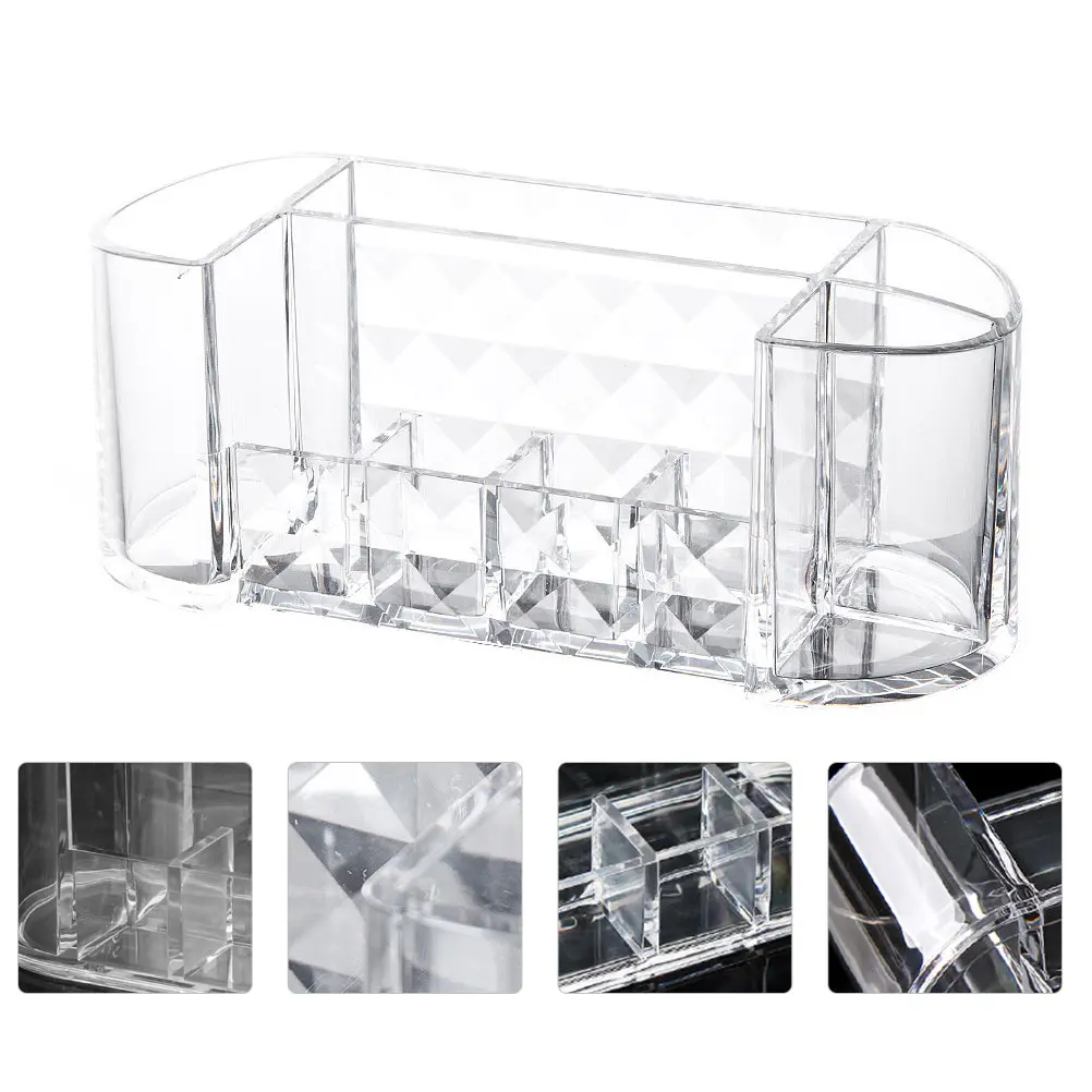 

Storage Box Makeup Organizer Acrylic Container Multiple Grids Rack Lipstick Brush Holder Desktop Home Use Large