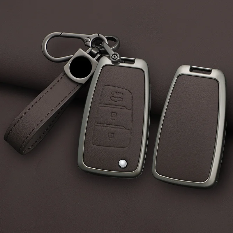 Zinc Alloy Car Flip Key Case Cover for Hyundai Elantra Solaris Tucson I30 I35 I40 KONA Genesis Santa Fe Azera Holder Shell