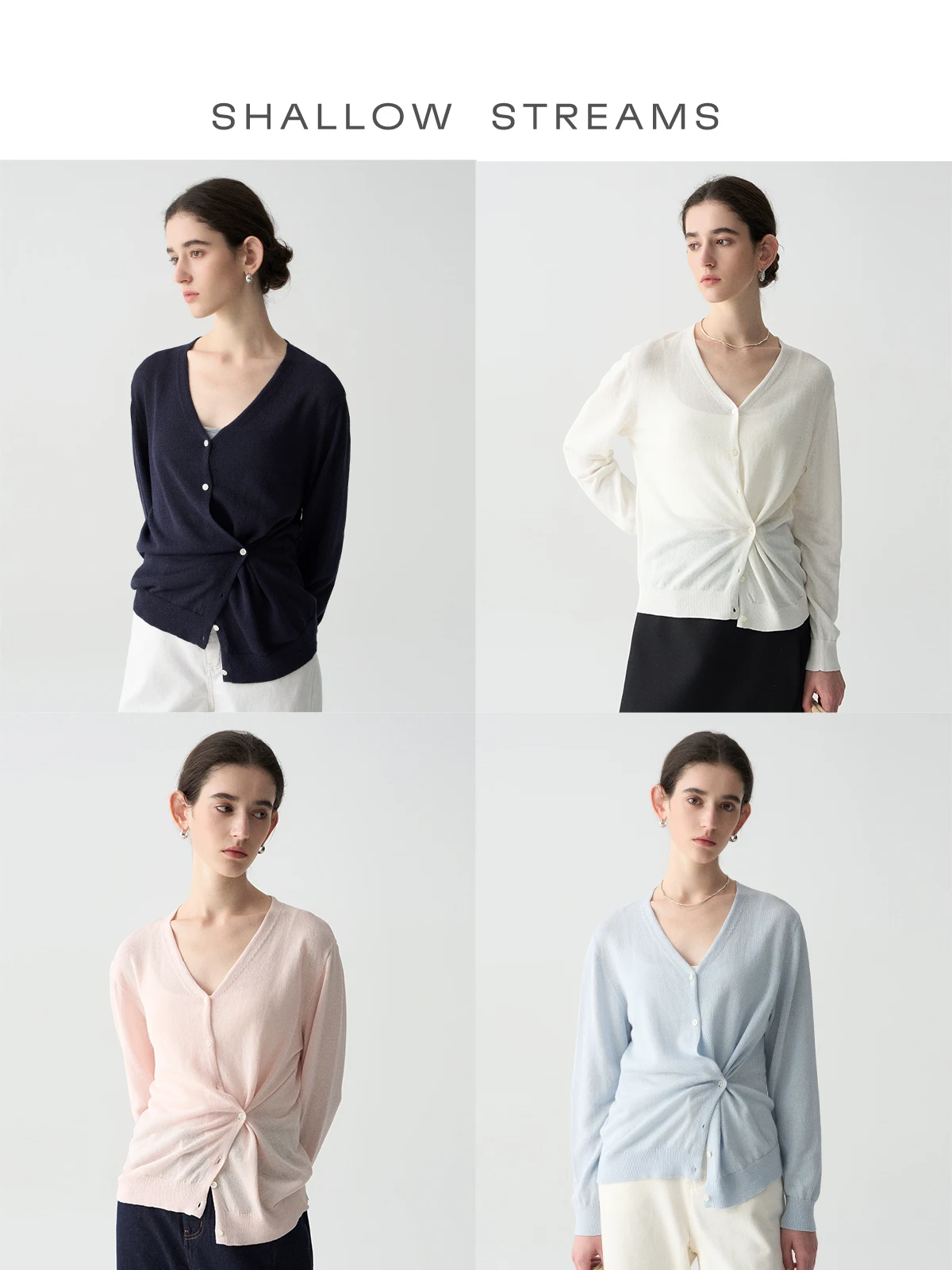 

Lichi's Sea Two-Way Wear Knitted Cardigan Women's Thin Long Sve Ry Cotton Paper Yarn V-ne Button-up Regular Fit Summer