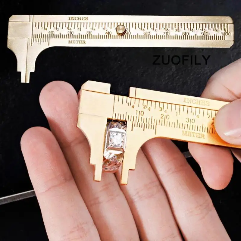 Brass Vernier Caliper Anti-Rust Durable Measuring Slide Gauge Metric Imperial Scale for Home DIY Craft Repair Tasks