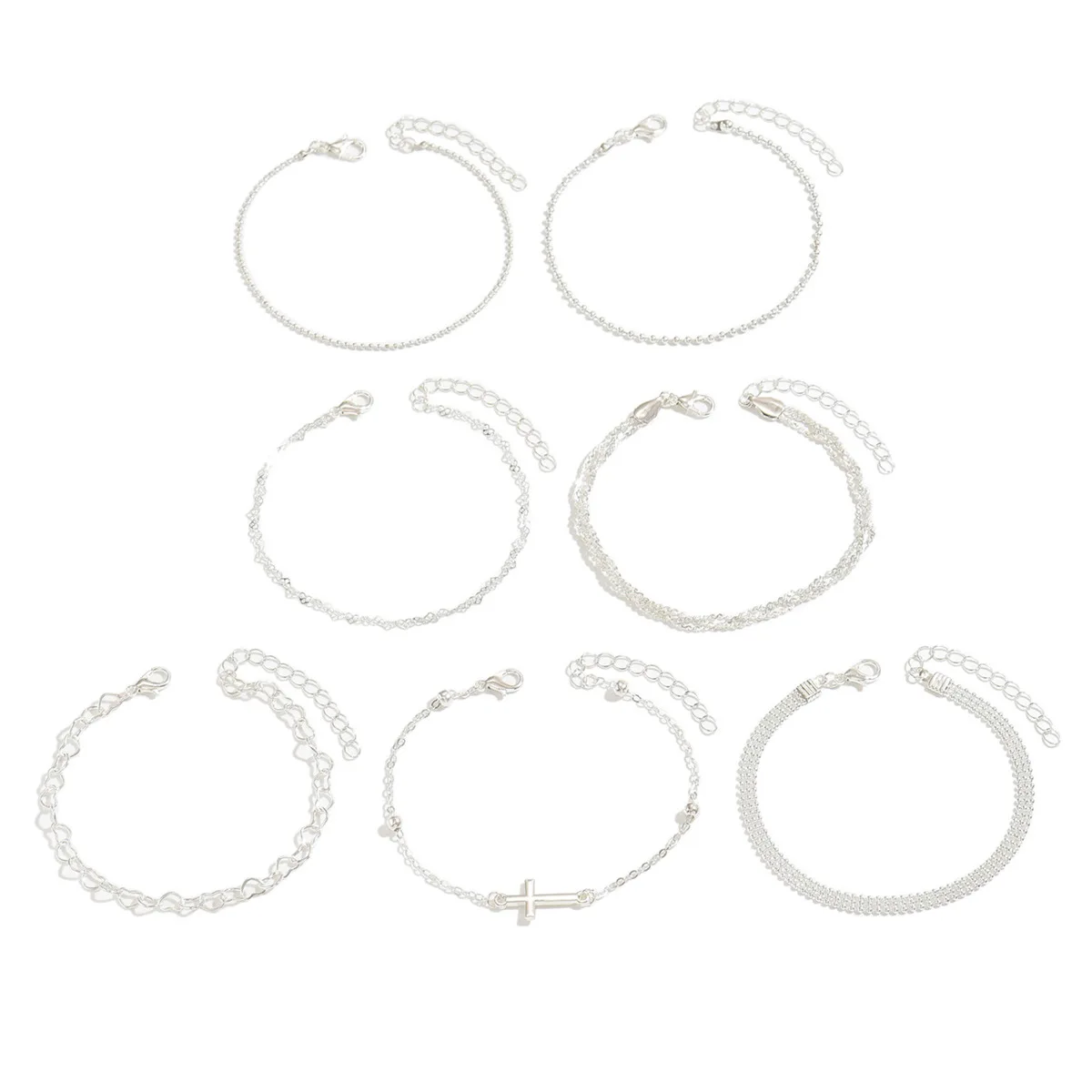 مزاجه الأزياء الصليب الحب القلب أساور هندسية مجموعة للنساء الفتيات مجوهرات بسيطة اكسسوارات هدايا عيد الميلاد عيد الميلاد