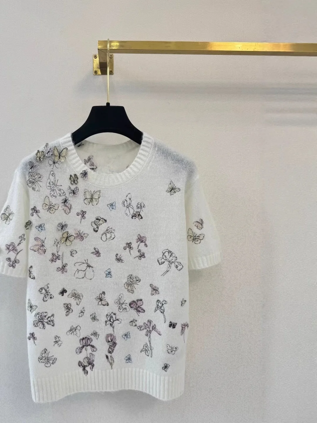 

Print Short Sleeve Knitted Top Women's Loose Casual Versatile Design Age-Defying Fashion Spring 2026 round Neck