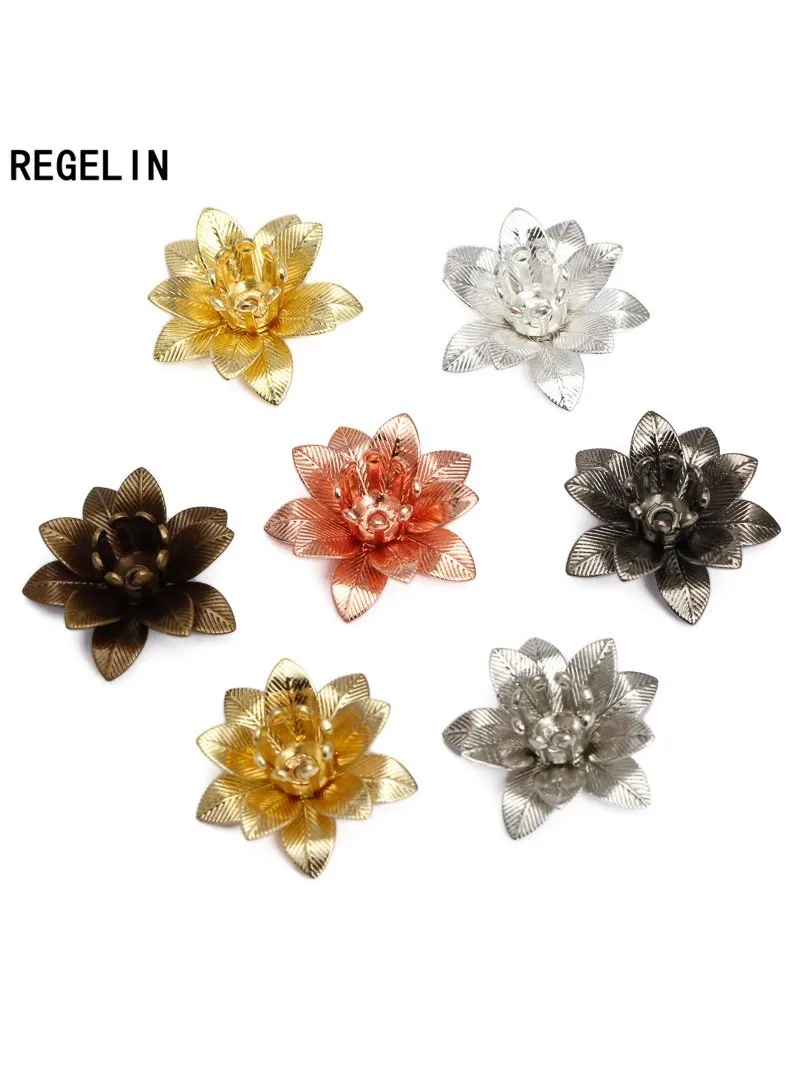 REGELIN 7 kolory miedzi filigranowe kwiaty baza złącze 10 sztuk/partia koralik czapka Charms ustawienie 6*15mm dla komponenty do wyrobu biżuterii — zdjęcie 2