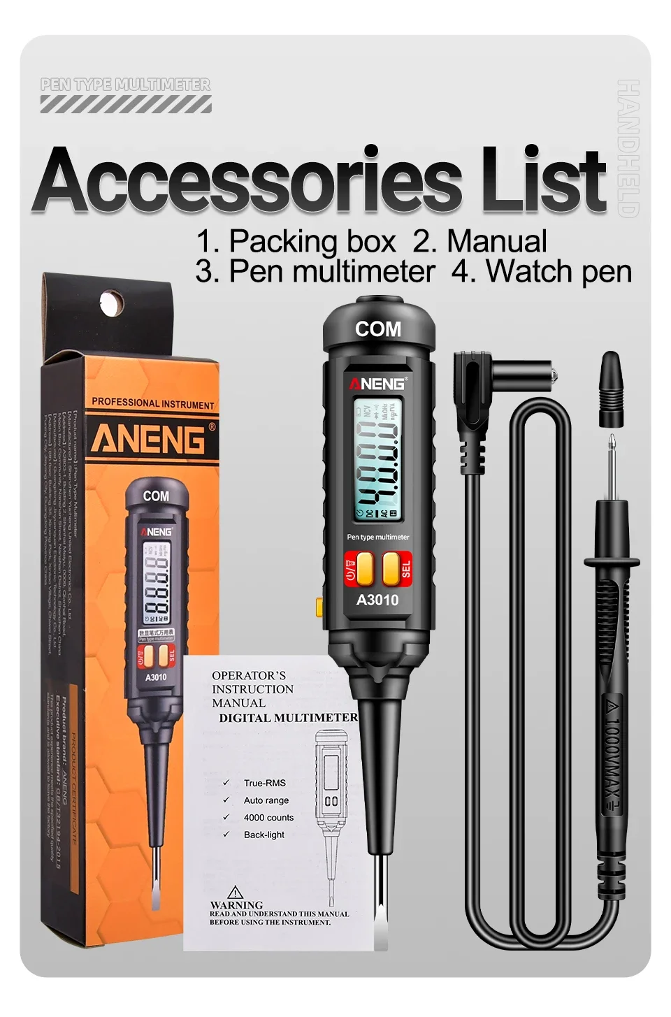 Digital-Multimeter-Tester-Stift ANENG M118A +A3010 Kit True RMS 6000/4000 Counts Auto-Ranging AC/DC Transistor-Spannungsprüfer Werkzeuge – Detail 30