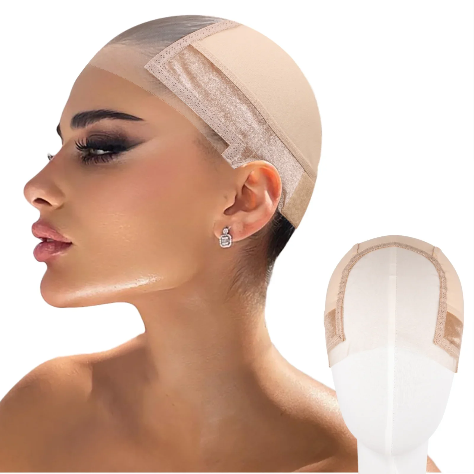 4x5 Lace Wig Grip Cap for Women Non-Slip Glueless Wig Gripper with Adjustable Velcro Headband Ear Cutouts