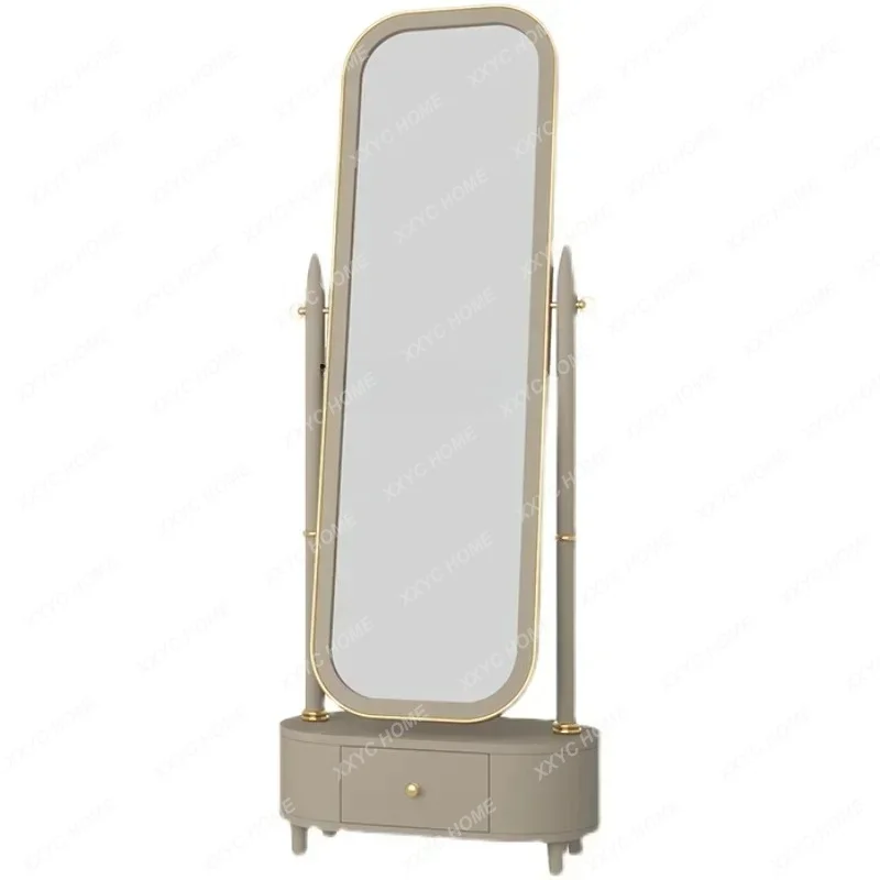 

Lluxury solid wood dressing mirror bedroom full-length floor mirror home retro fitting mirror