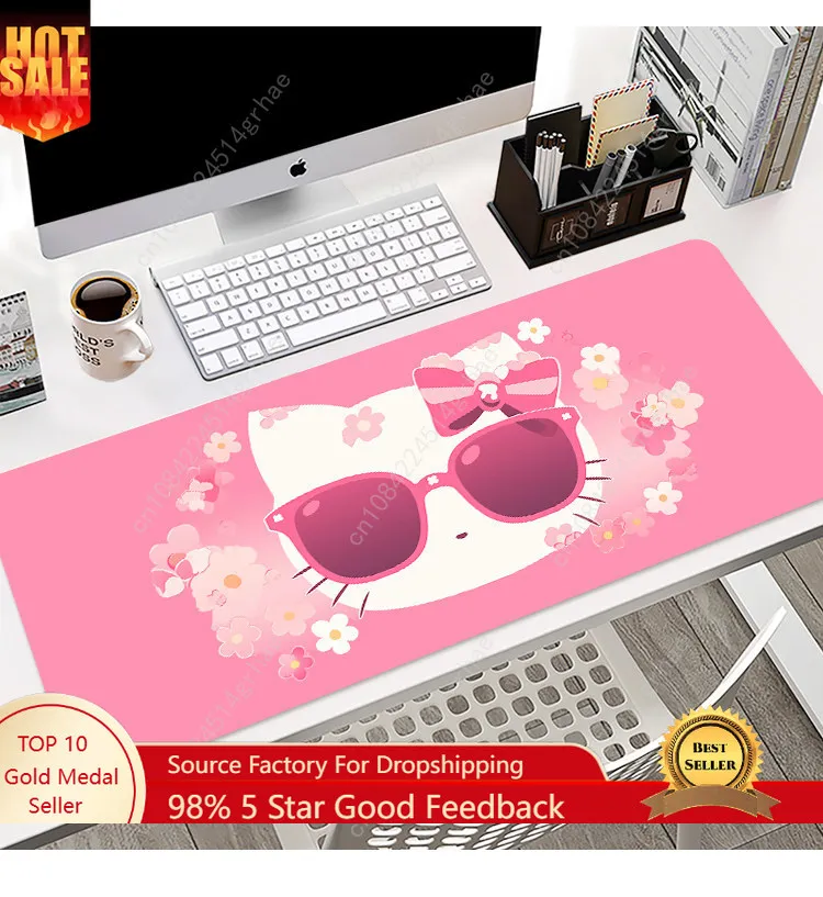 

Hello Kitty Printed Non-Slip Leather Mouse Pad Cute Sanrio Cinnamoroll Desk Pad Kuromi Computer Mat Sanrio Cosplay Accessories