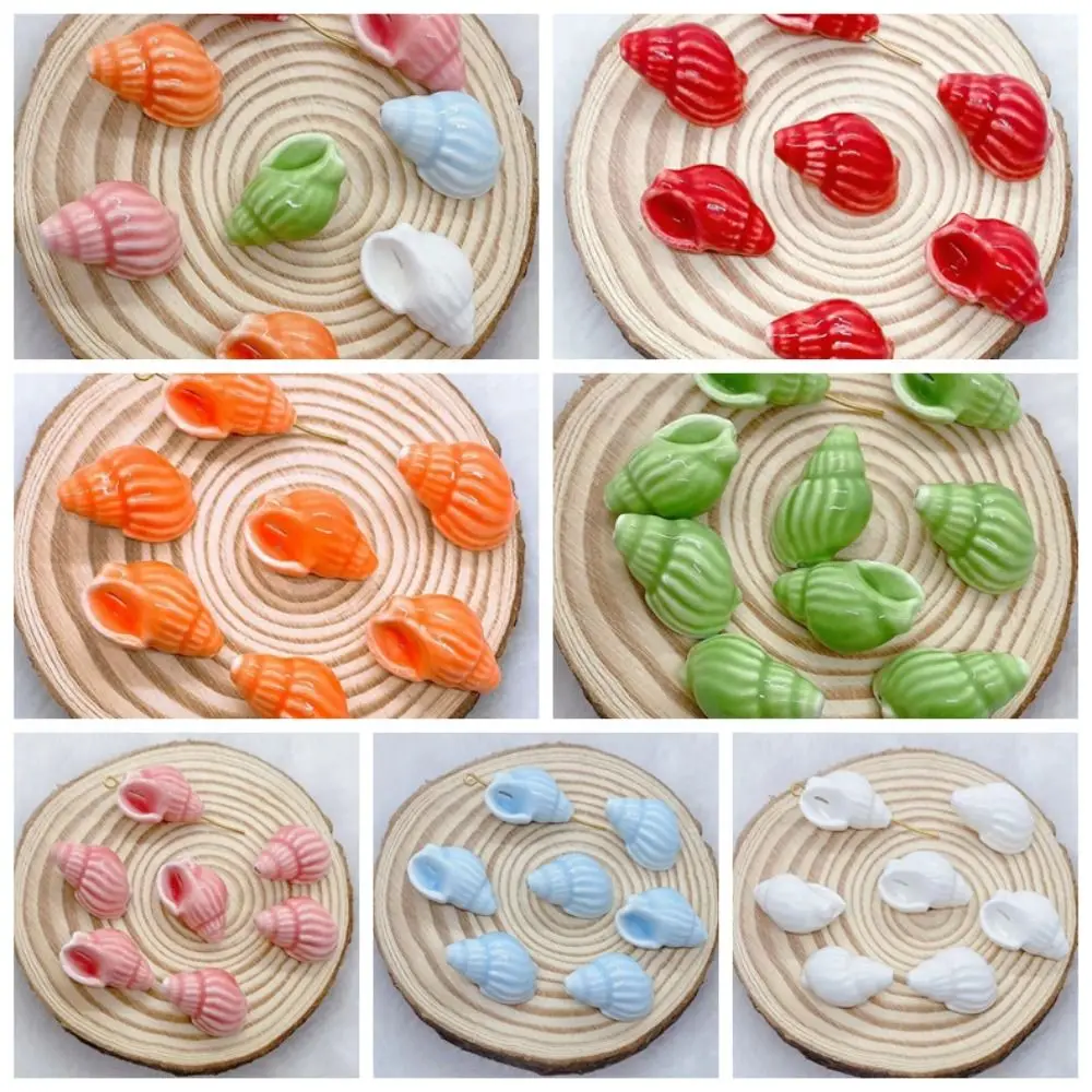 10Pcs Fresh Ceramics Shell Conch Spacer Beads Beach DIY for Jewelry Making Sea Shell Bracelets